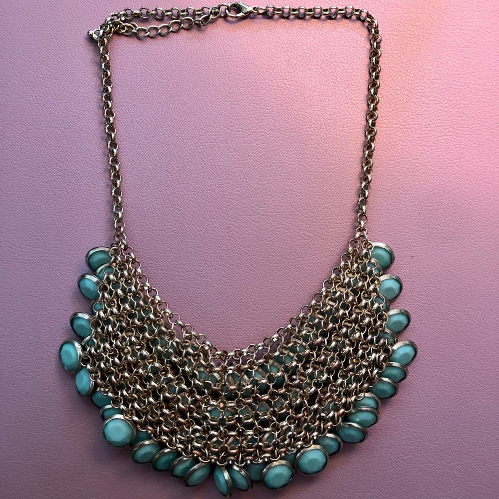 Teal Stone Statement Necklace - image 4